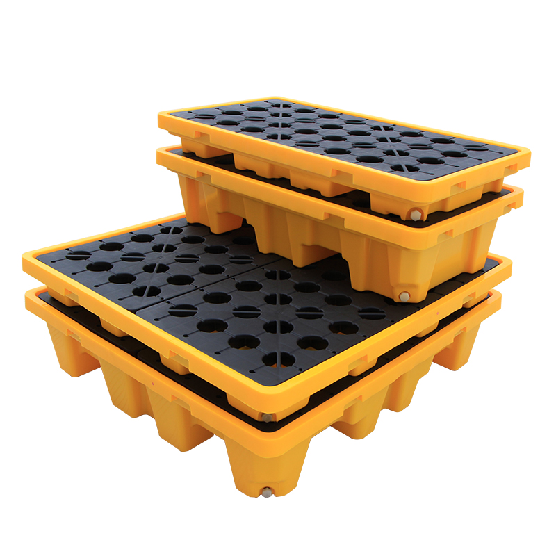 4 Drum Oil Plastic Spill Containment Pallet with Drain