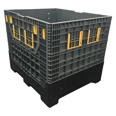 Plastic Storage 2 Drop Doors Bulk Folding Bins Collapsible Steel Industrial Large Container